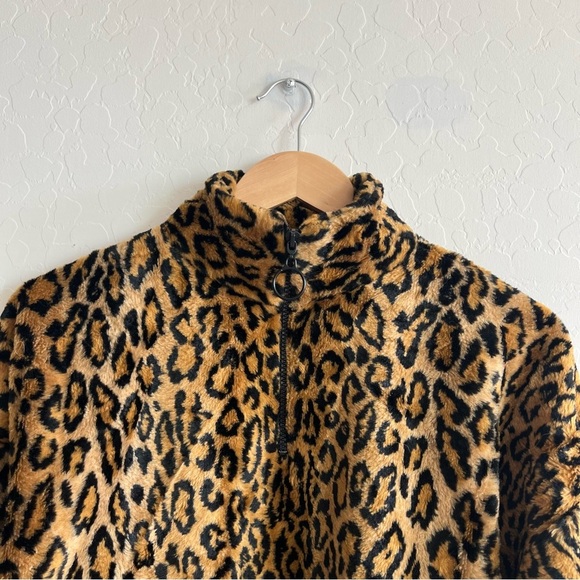 vintage kathleen for sweet herb leopard print 1/4 zip pullover sweater jacket - Picture 7 of 7